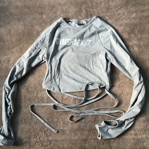 Gymshark grey ribbon crop top